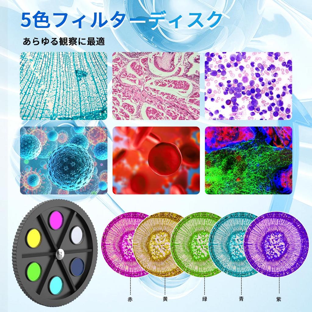 Herwicm Compound Binocular Microscope with 40X-2000X Super Magnification, 10X25X Wide-Angle Eyepieces with LED Light Source, Stereo Microscope with