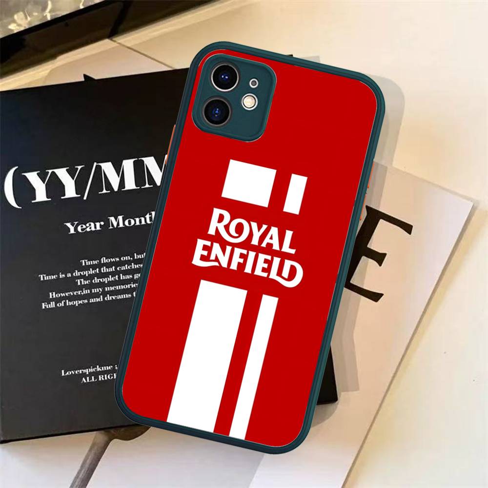 R-ROYALS E-ENFIELDS Logo For IPhone 11 12 13 14 15 16 Pro Max Plus X XS MAX Shockproof Matte Back Cover