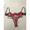Translucent Panties Thong Hollow Open Bra Set Embroidered Strap Splicing Seductive Sexy Set