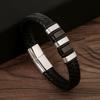 Braided Rope Woven Black Leather Men Bracelets Punk Style Stainless Steel Bangle for Friend Charm Fashion Jewelry Gifts