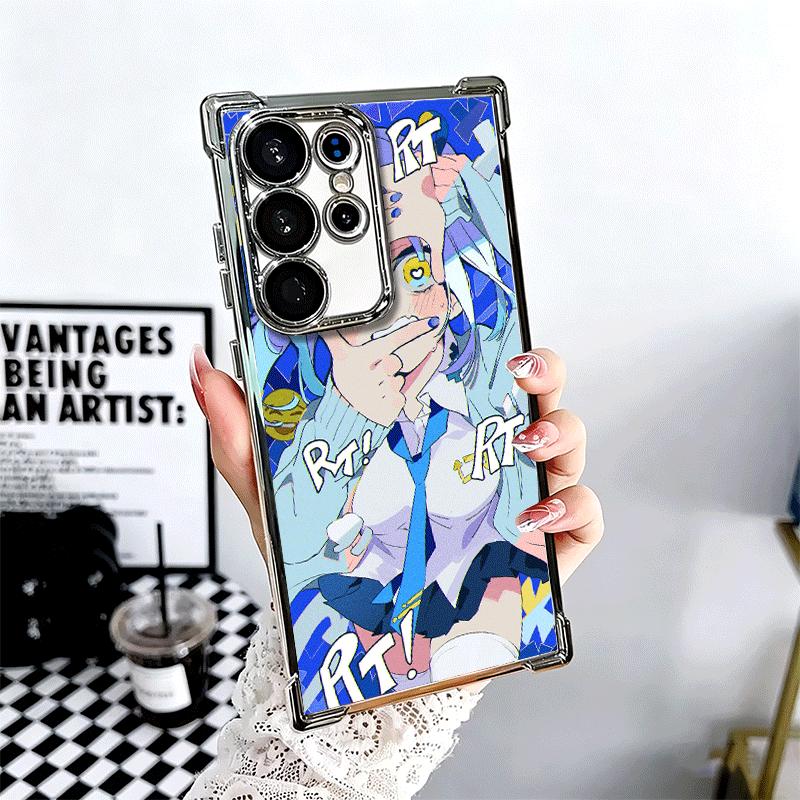 Anime Kwaii Girl Ins Style Plating Phone Case For Samsung Galaxy S24 S25 FE S26 Edge S23 Ultra S22 S21 Plus S20 Anti-Fall Airaba