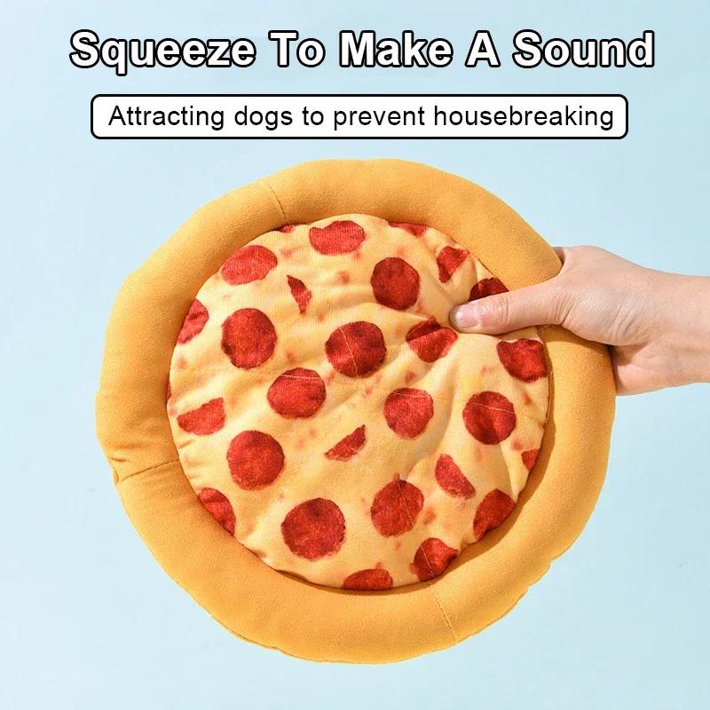 Pet Squeaky Toys Plush Doughnut Pizza Shape Dog Toy Small Medium Large Dogs Cleaning Teeth Toy Puppy Chew Sound Toy Pet Supplies