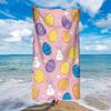 Microfiber Beach Towel Colorful Easter Egg and Cute Bunny Pattern,Ultra-Soft Polyester,Lightweight and Absorbent,Ideal for Yoga