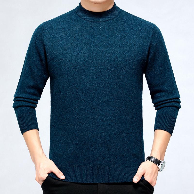 Herren Business Casual dicker Kaschmirpullover - Neuer Stil, Halbhoher Rundhalsausschnitt, 100% Reines Kaschmir, Hochwertige Basisschicht