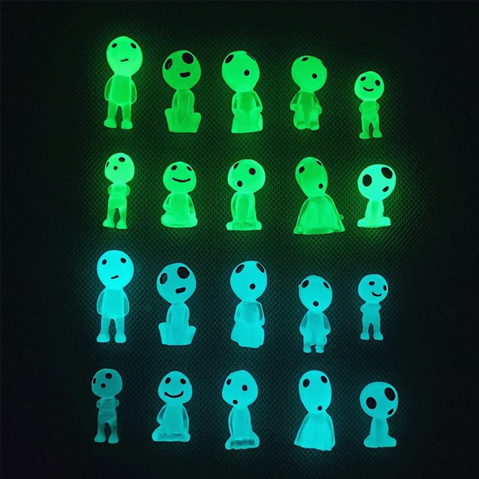 10Pcs Luminous Tree Spirits Micro Landscape Figure Ornament Outdoor Glowing Miniature Statue Potted Mini Garden Accessories Poseable Articulated Scale