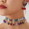 Boho Chic Beaded Tassel Choker Necklace & Retro Earrings Set for Women