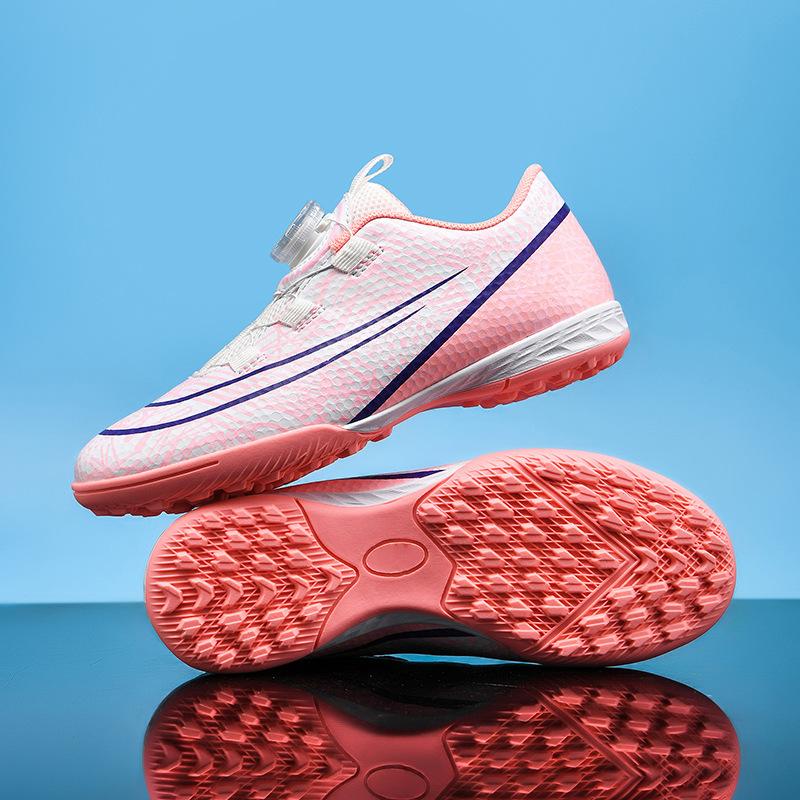 

A 2025 children s football shoe student professional TF broken nail training boys and girls rotating buckle sneakers 29