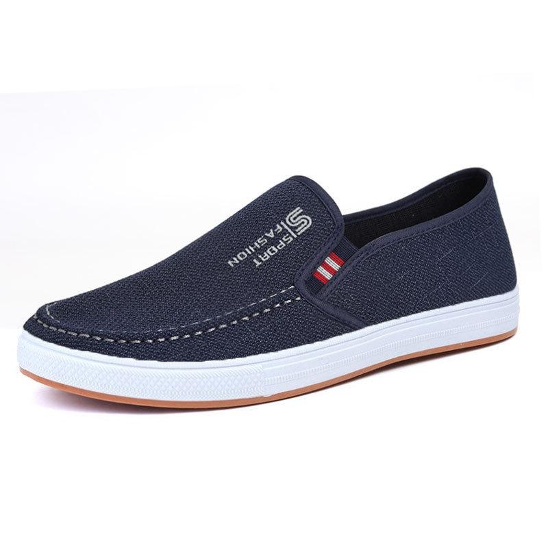 Einfacher Stil Sommer neu Ein-Pedal Segeltuchschuhe Herren Weichsohle Atmungsaktiv Herren Freizeitschuhe Pendeln Vielseitig Faule Schuhe