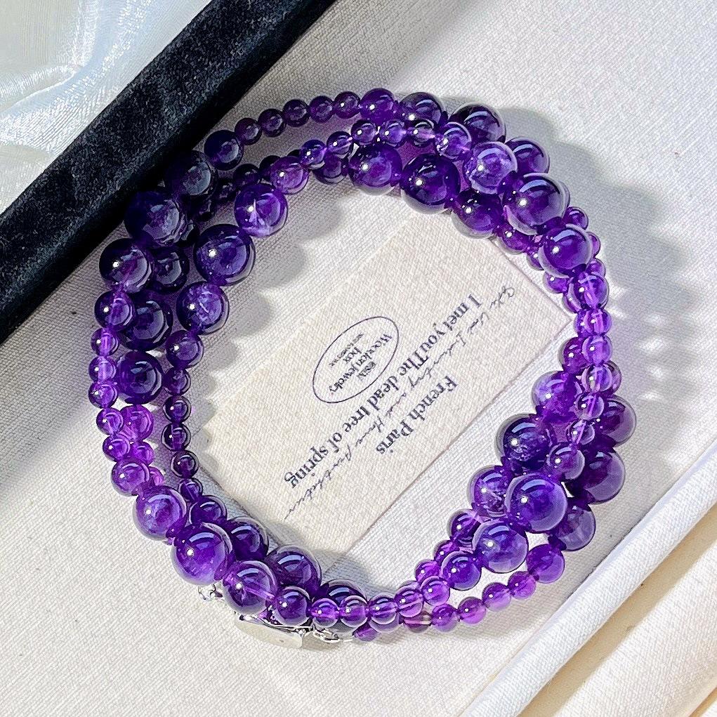 Natürlicher Amethyst Farbverlauf Design Halskette Schlüsselbein Kette Pullover Kette