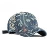 Vintage Ethnic Floral Print Denim Baseball Cap Women Summer Sun Protection Washed Cotton Soft Top Peaked Hat Casual Dad Cap