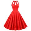 Vintage Polka Dot Cotton Blend Sleeveless Dress With Tie Waist For Casual And Party Wear