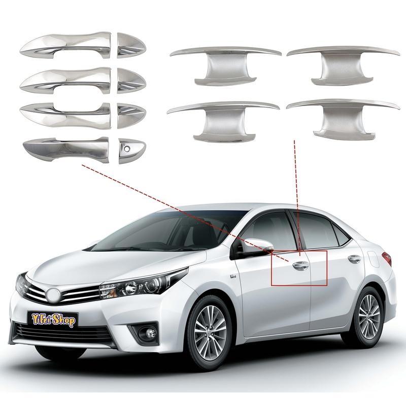 YOYO New ABS Chrome Car Accessory Door Handle Bowl Covers Trim Paste Style 2014 2015 2016 2017 2018 For Toyota Corolla Altis
