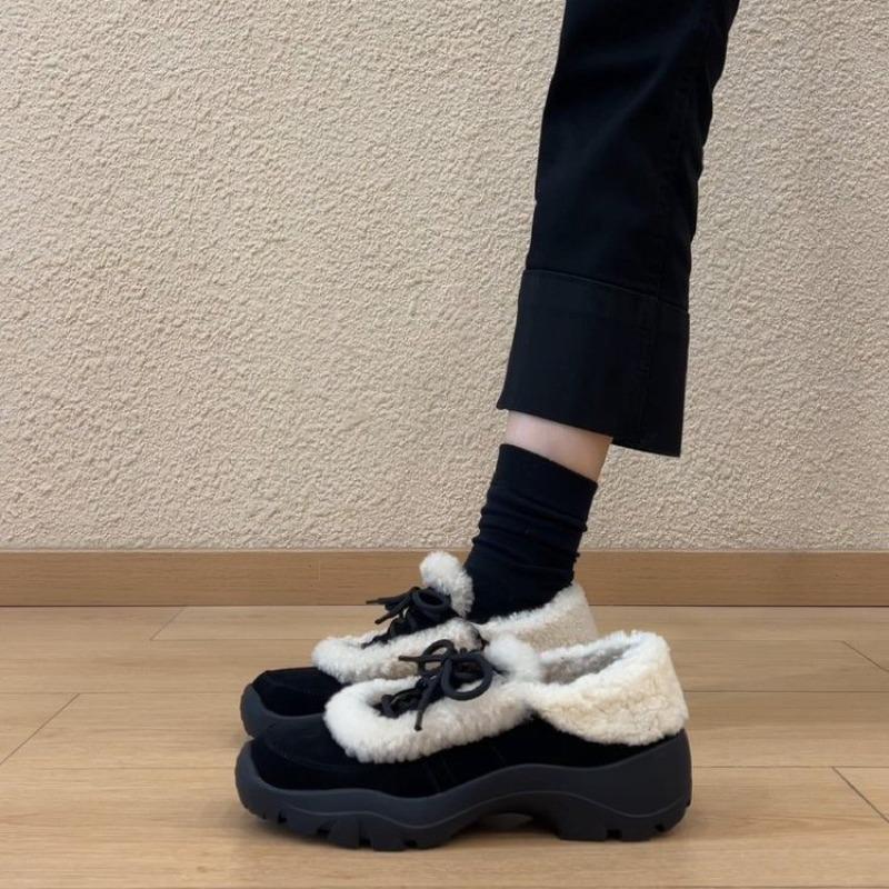 Winter Plus Fleece Women s Loafer Kitten Heel Trifle Sole 35 чёрный