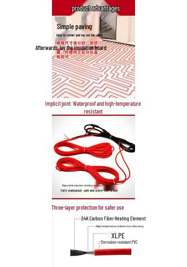 Graphene Carbon Fiber Electric Underfloor Heating System for Homes, Yoga Studios, and Pig Farming