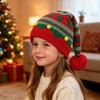 Warm Knitted Wool Cap Red Green Patchwork Color Christmas Knitting Hat Party Supplies