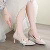 Fashion Bow Pearl Women High Heels Shoes Sexy Pointed Toe Heeled Sandals 2025 Fashion New Luxury Dress Party Summer Woman Pumps Zapatos