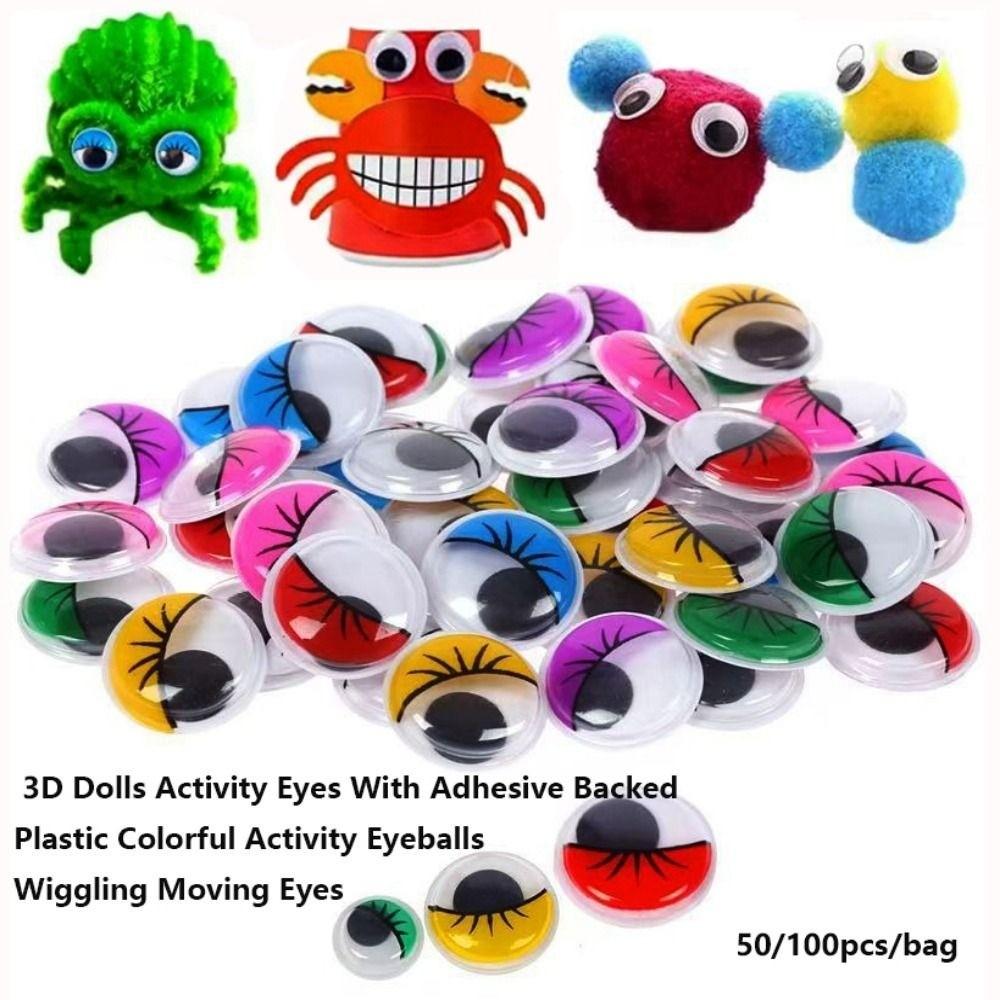 50/100pcs/bag with Eyelashes Dolls Activity Eyes 3D Wiggling Moving Eyes