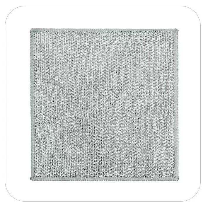 Steel Wire Dishcloth Non-oil Steel Wire Ball Rag Kitchen Special Metal Wire Cleaning Cloth Double-sided Silver Wire Imitation Steel Wire 30×30cm Double Layer