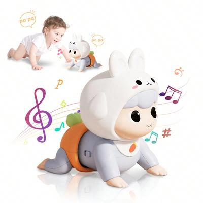 Infant Learn To Crawl Toy Animal Baby Crawling Doll Can Sing Walk Tummy Time Toy with Music Early Learning Education Toy Gift