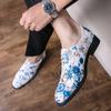 Men’s Shoes Derby White Flower Print Dress Shoes Tuxedo Wedding Blazers Saddle Shoes Plus Size