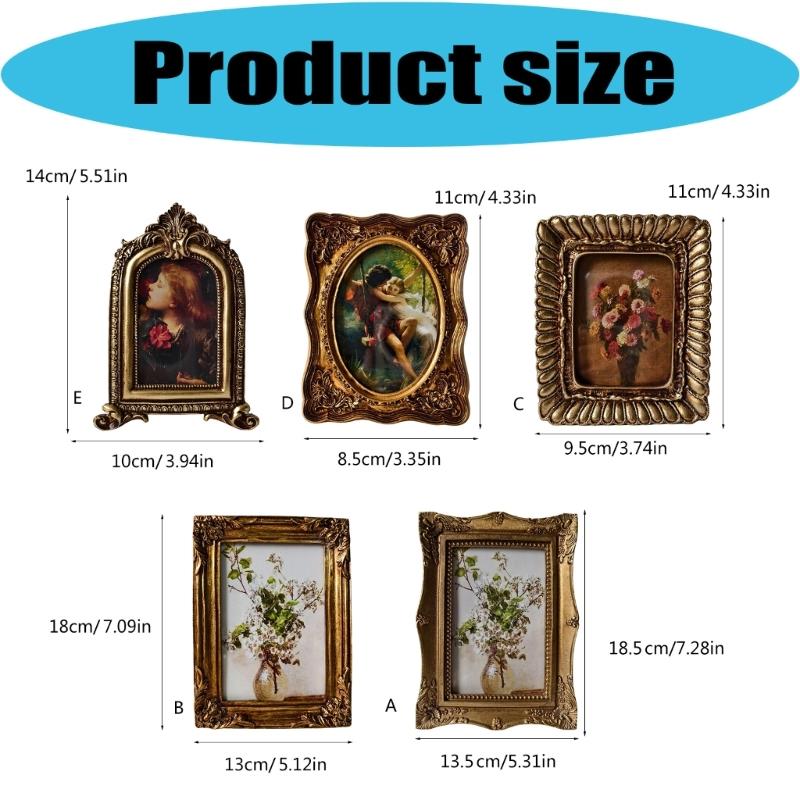 Marco de Fotos Ovalado Antiguo Ornamentado para Mesa o Pared, Marco de Fotos Retro, Marco de Fotos Decorativo Decoración del Hogar