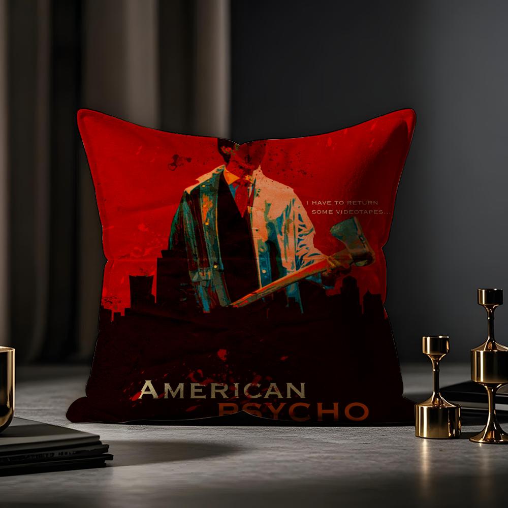 American Psycho Cushion Cover Anti-dustmite Pillowcase Invisible Zipper Silky Short Plush Sofa Cushion Cover