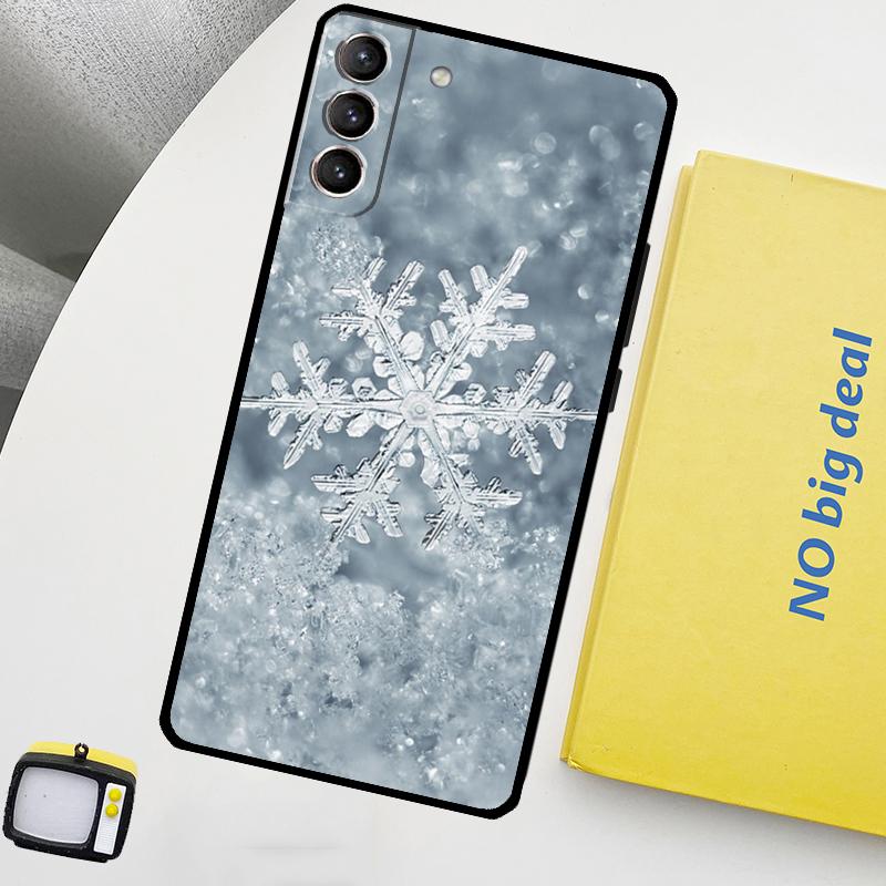 Snow Snowflake Winter Phone Case For Samsung Galaxy S25 Ultra S20 S21 S22 S23 Plus S9 S10 S25 FE S24 Ultra Cover