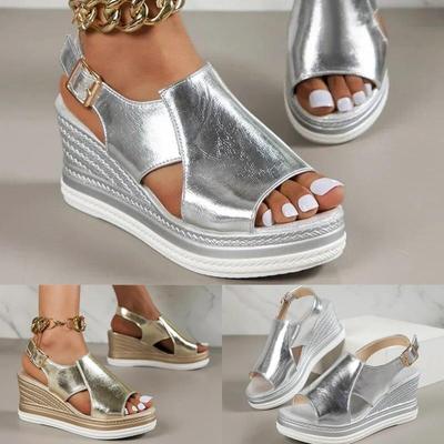 Peep Toe Wedge Σανδάλια Γυναικεία Καλοκαιρινή Πόρπη Πλάτη Πόρπη Πλατφόρμα Σανδά Γυναικεία Μόδα Χοντρή Σόλα Sandalias Roman Παπούτσια