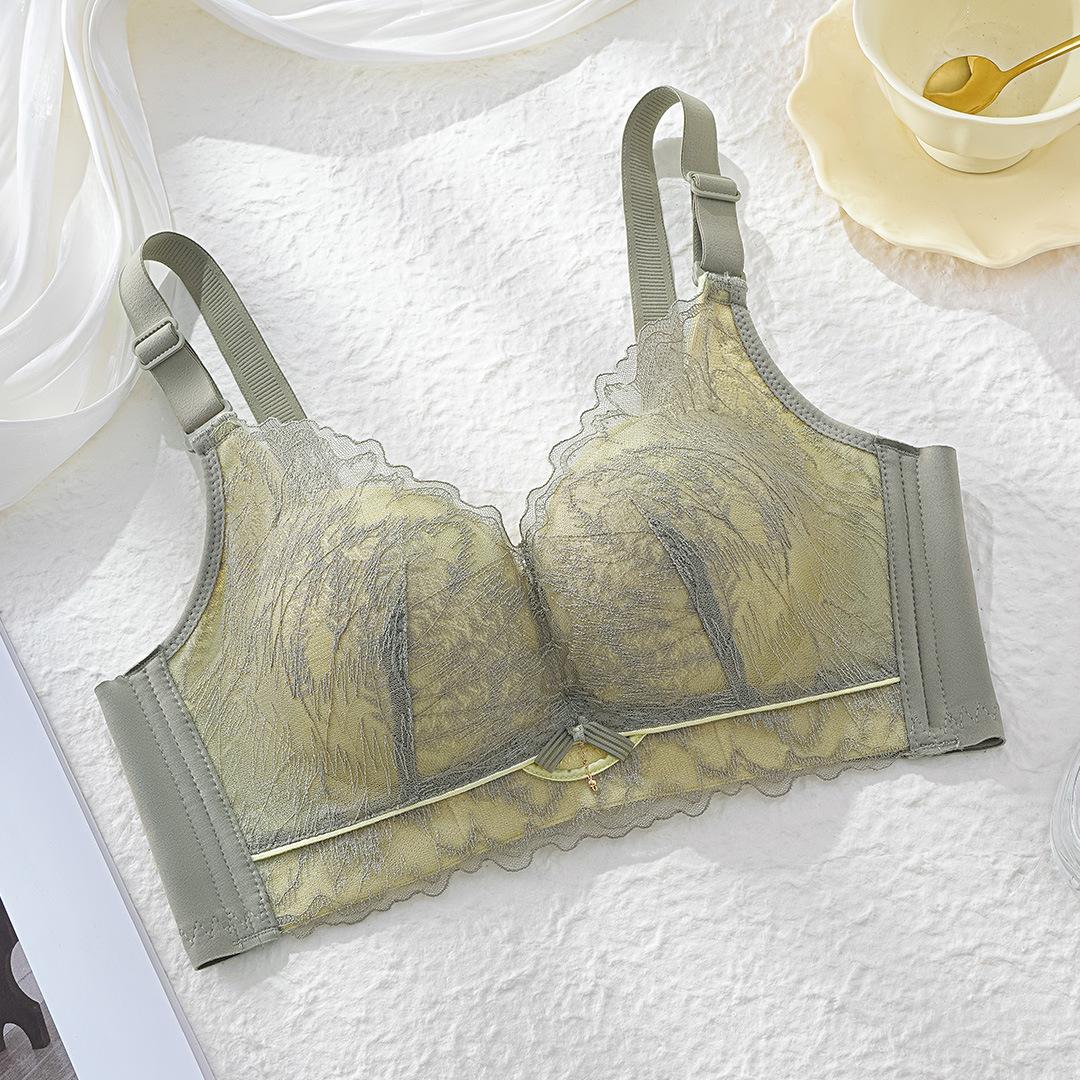 

Explosive comfortable lace small breasts show big gathering without steel ring upper support secondary breasts extra thick bra thickened 34/75AB серый