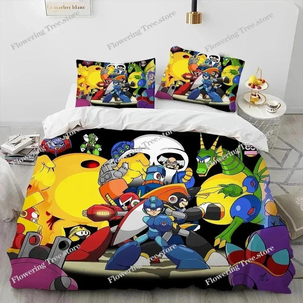 3D Rockman Megaman Game Cartoon Comforter Bedding Set,Duvet Cover Bed Set Quilt Cover Pill