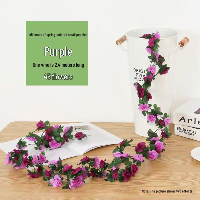 Artificial Rose Vine for Air Conditioning Pipe and Staircase Decoration