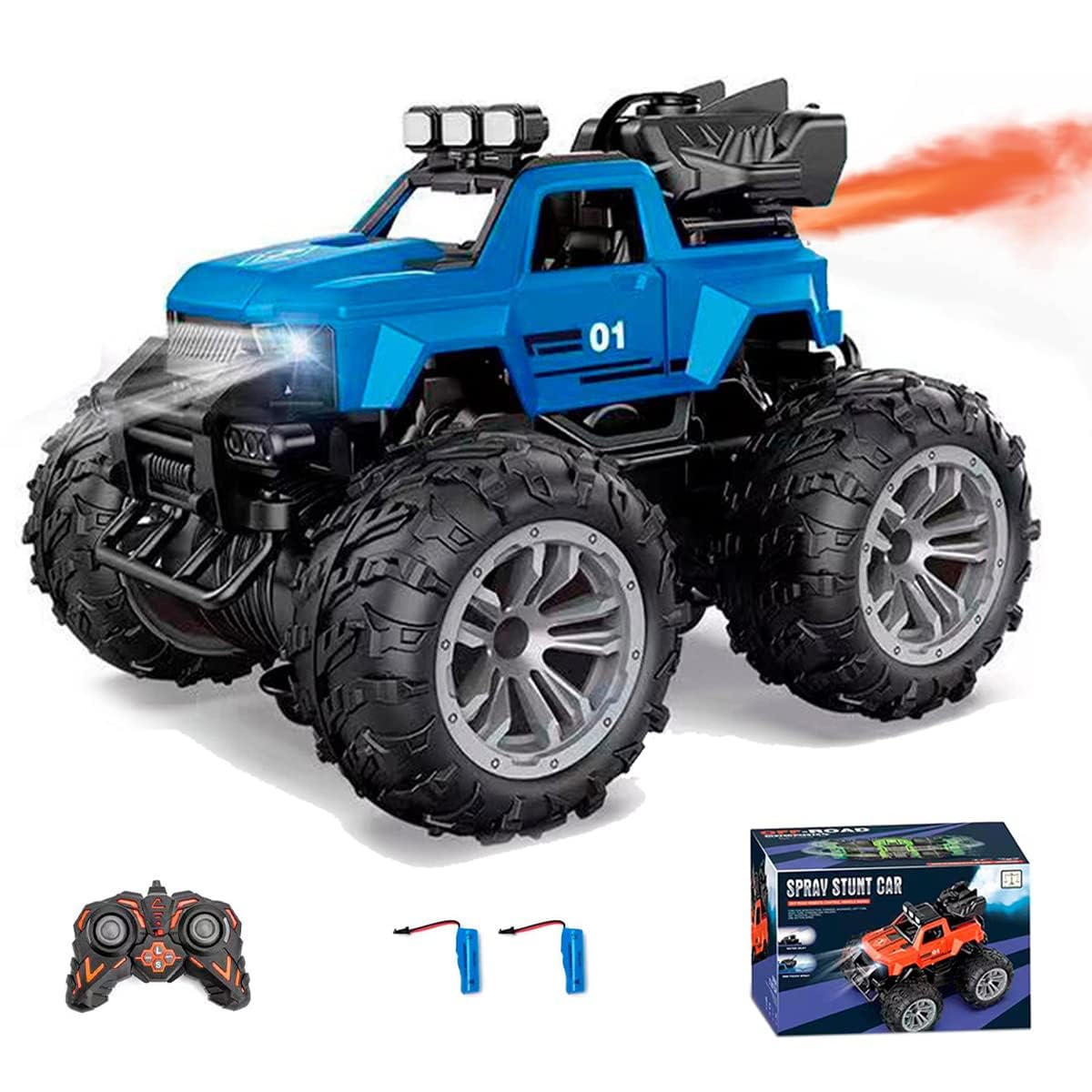 

Scale RC Jeep Car for with Two Rechargeable Battery Charging Stunt Car with Headlights and Fog Wireless Popular RC Car Great Christmas Gift for