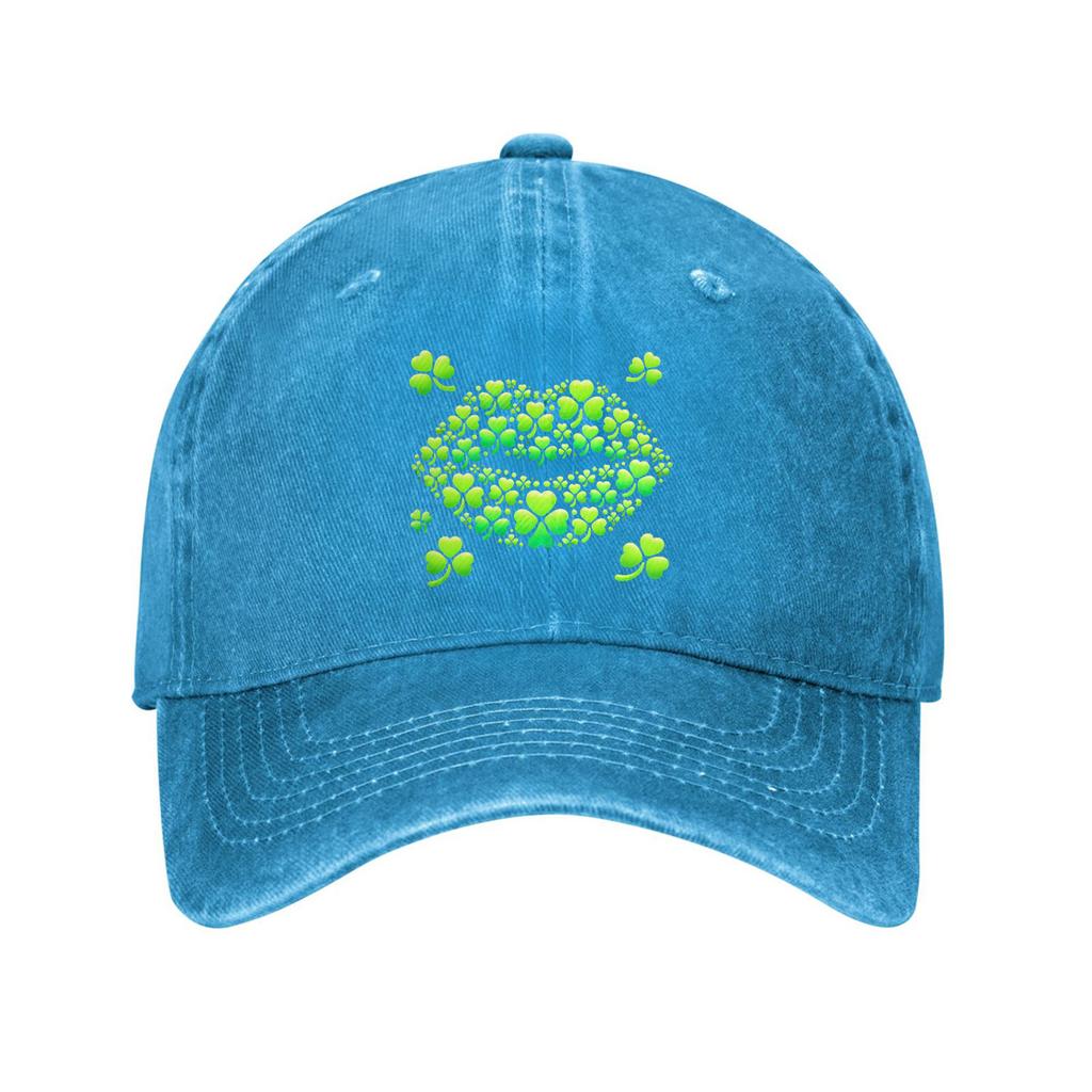 Shamrock Lips St Patricks Day Baseball Cap Adult Denim Cotton Adjustable Dad Hat Casual Outdoor