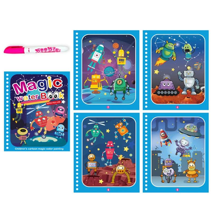 Non-Toxic Children Early Education Toys Magical Book With Pen Water Drawing Montessori Toys Gift Reusable Coloring Book Magic Drawing Book