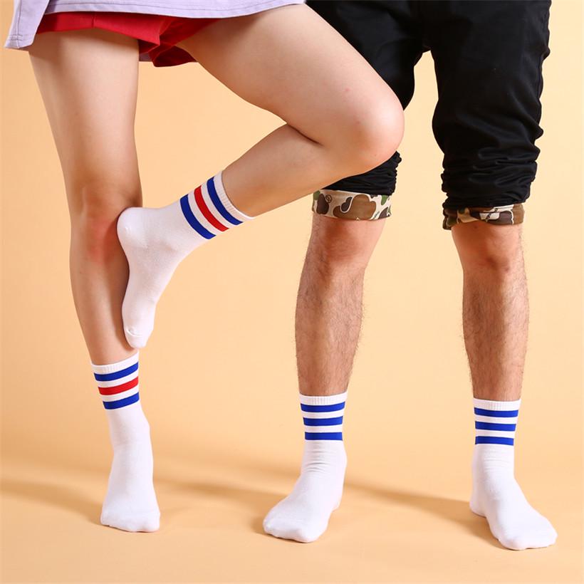 Neue Herren/Damen 3 Drei Streifen Baumwollsocken Retro Old School Hiphop Skate Lang Kurz Meias Harajuku Weiß Schwarz Winter Cool