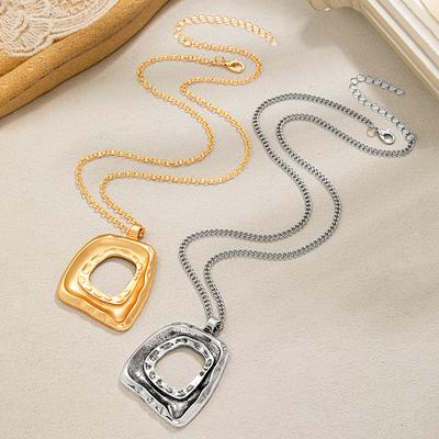 1 Piece of Exaggerated Geometric Pattern Hollow Alloy Pendant for Women's Long Sweater Chain