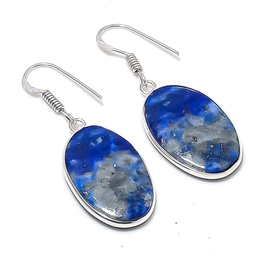 Натуральный драгоценный камень лазурит Серьга из стерлингового серебра 925 пробы 1,77 AEE-10882