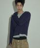 LANARCHIVE [0105] Layered Henley Neck Long Sleeve - Navy