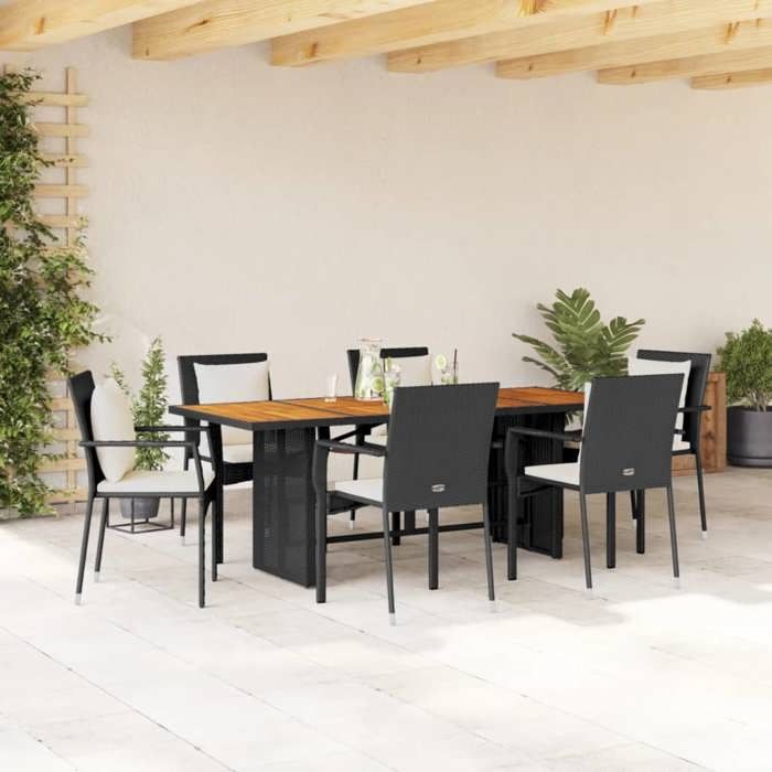 VidaXL 7-Piece Garden Dining Set with Cushions, Patio Table and Chairs, Patio Furniture, Outdoor Furniture, 3213498