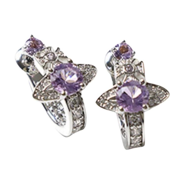 VIVIENNE WESTWOOD Maitena Earrings With Sphere Pattern Decoration Unisex Earrings Silver Purple 6203005602P250P250