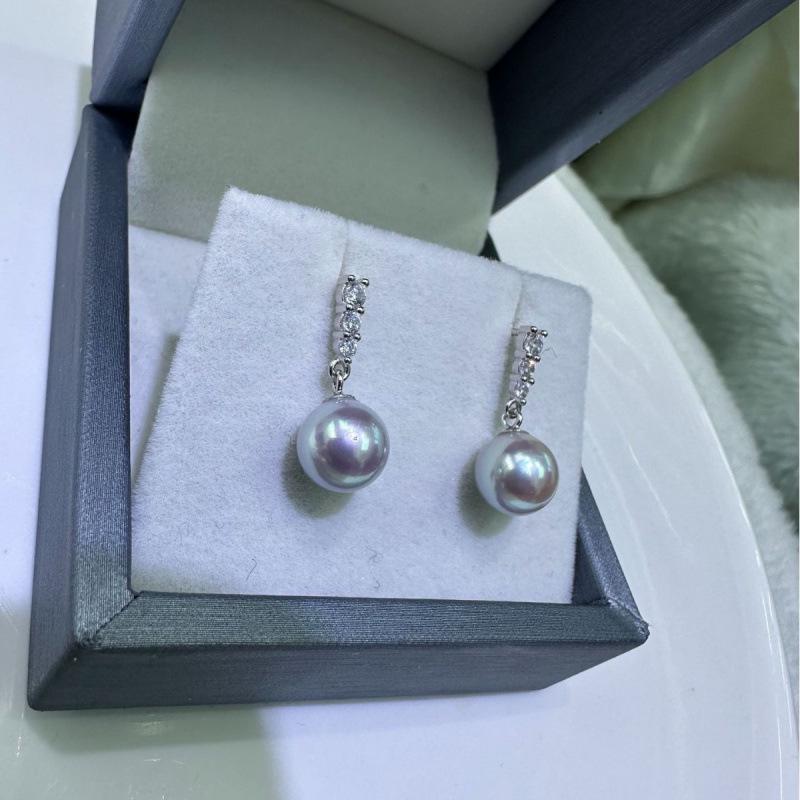 8-9mm High-End Salzwasser Akoya Perle Sterlingsilber Ohrstecker