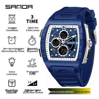 Sanda Men's Luminous Waterproof Outdoor Mountaineering Multifunctional Electronic Watch with Snooze