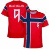 Norway Soccer Jersey Red Base Crew Cuffs Splash Cross Flag Graphic White No.9 National Detail 2026 Crest Fan Football Shirt