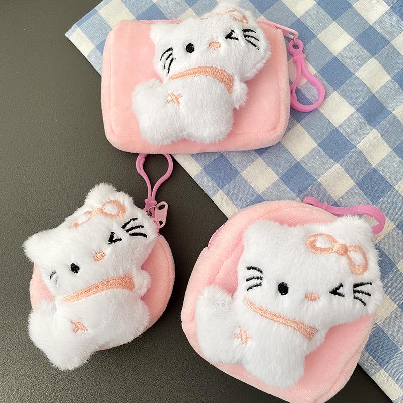 Cute Anime Cartoon Kt Cat Earphone Bag Creative  Schoolbag Decoration Portable Kawaii Mini Coin Purse Birthday Gifts