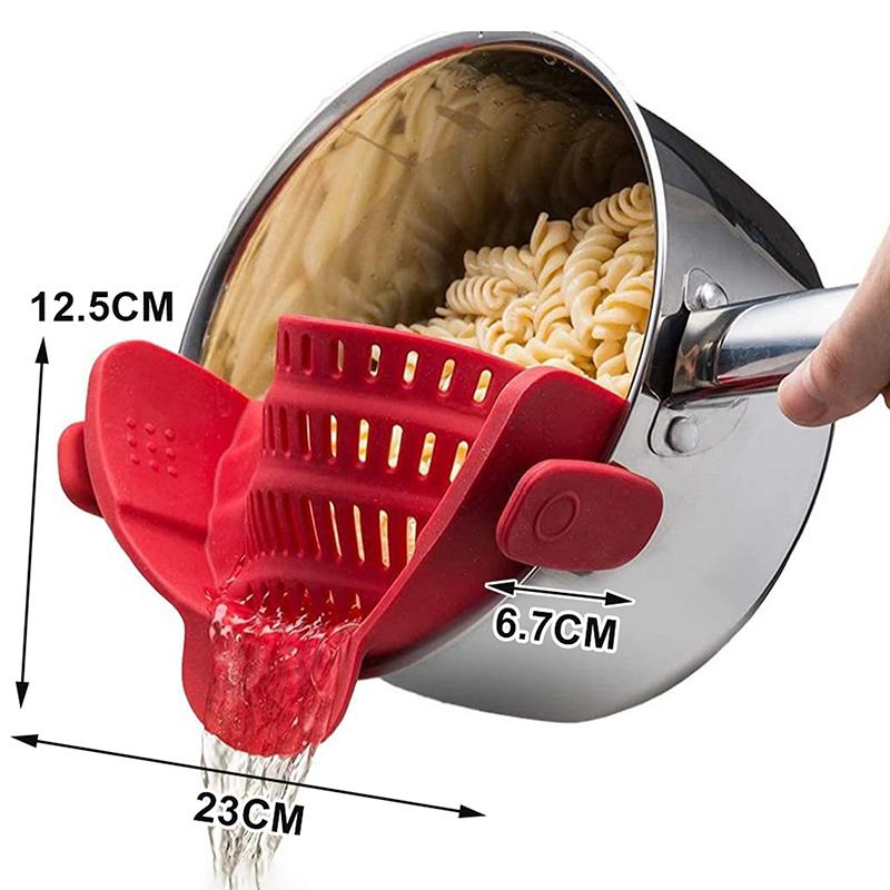 1Pc Adjustable Silicone Clip On Strainer For Pots Pot Strainer Kitchen Pot Strainer Handheld Drainer For Noodles Pasta