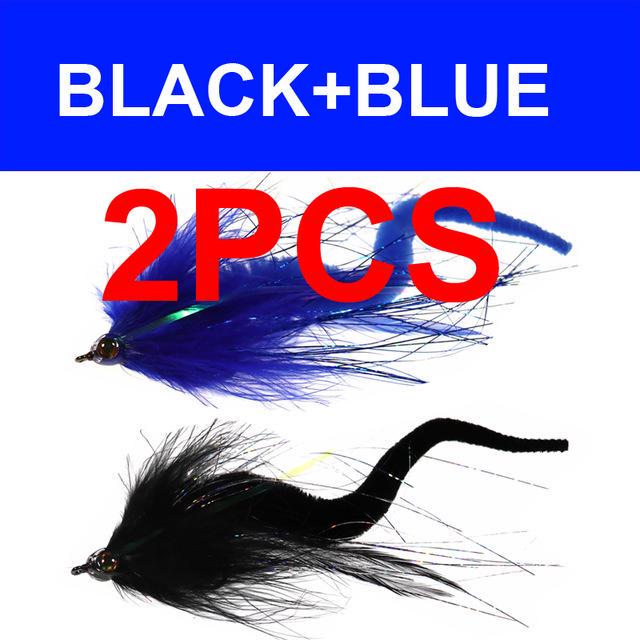 2PCS 2/0 Dragontail Fly for Bass or Muskie Fishing Lures for Big Game Fly Fishing Streamer Fly