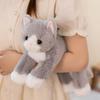 Plush Simulated Cat Plush Toy White/ Gray Plush Cat Doll Plush Kitten Pillow  Birthday Gift
