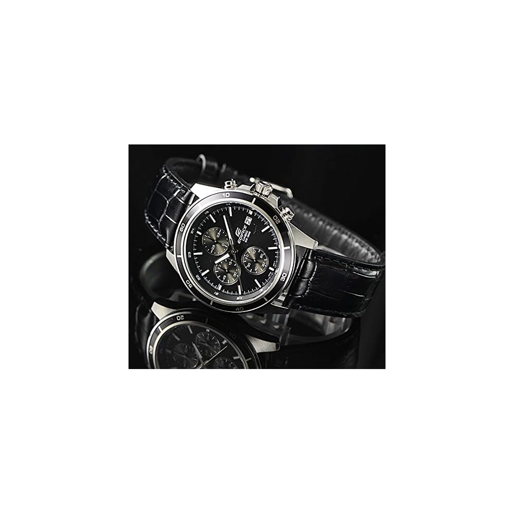 Casio Edifice Chronograph EFR-526L-1AV Men's Watch Leather Band Water Resistant