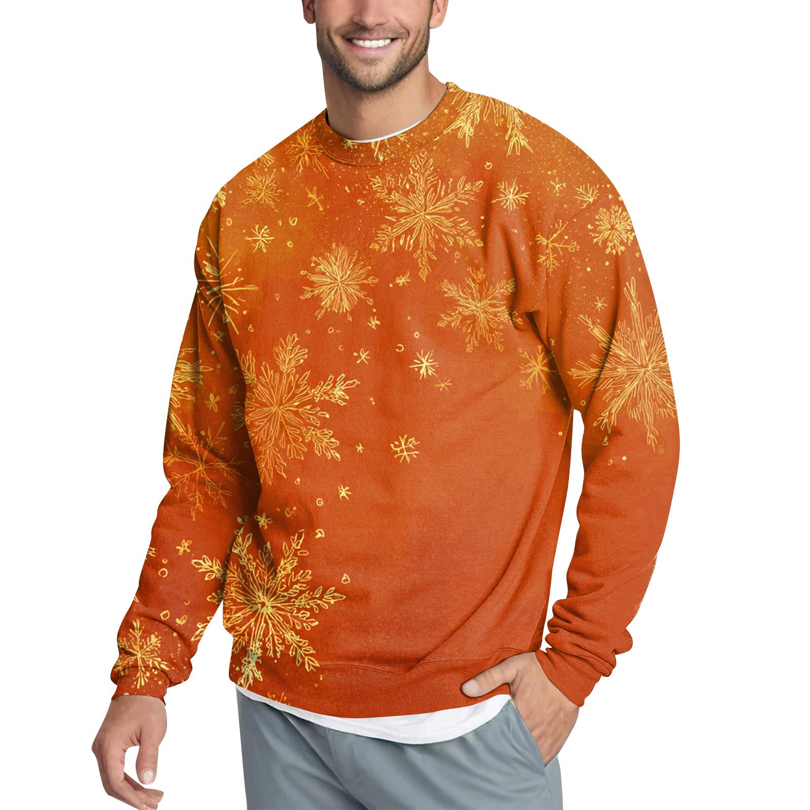 

Мужской повседневный модный свитшот с принтом и круглым вырезом XL оранжевый