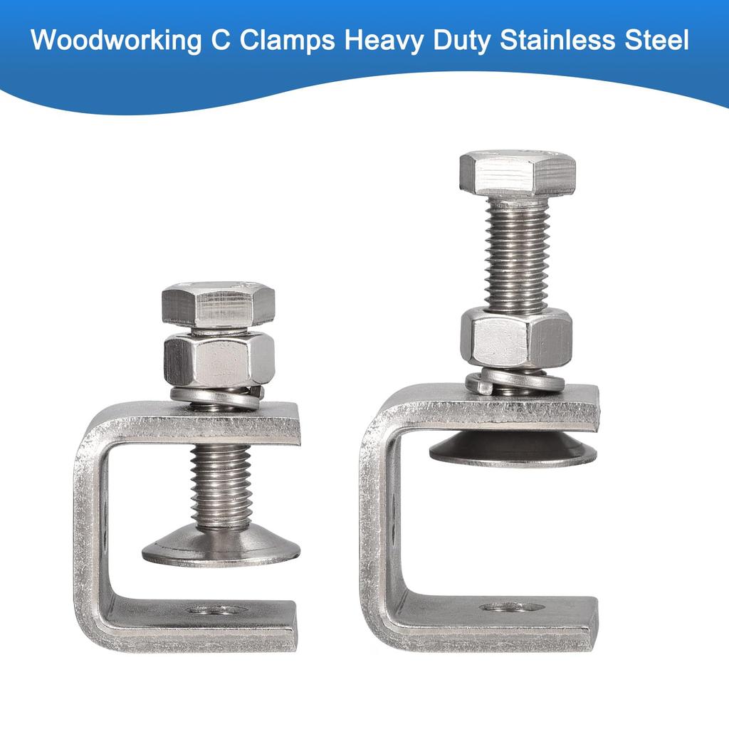4 Piece set of 304 stainless steel heavy duty C type clamp tiger head clamp set opening 20mm flat plate